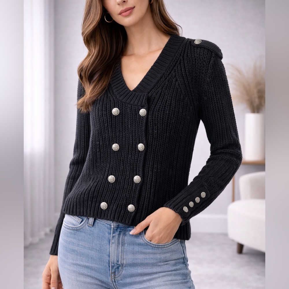 Comptoir Des Cotonniers Black V-Neck Sweater